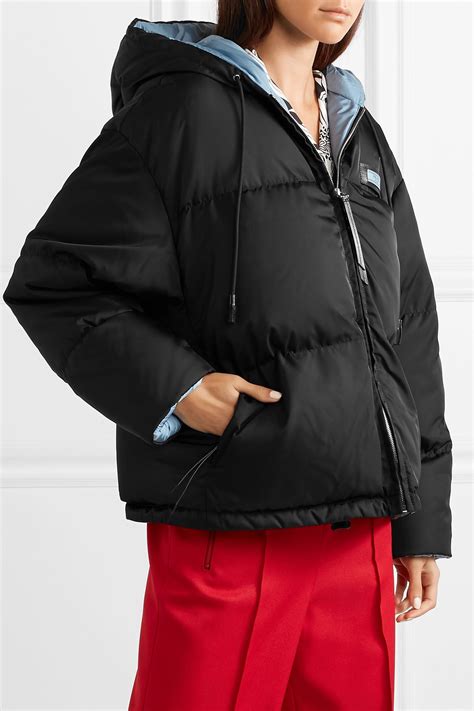 prada hooded quilted shell down jacket|black prada puffer jacket cropped.